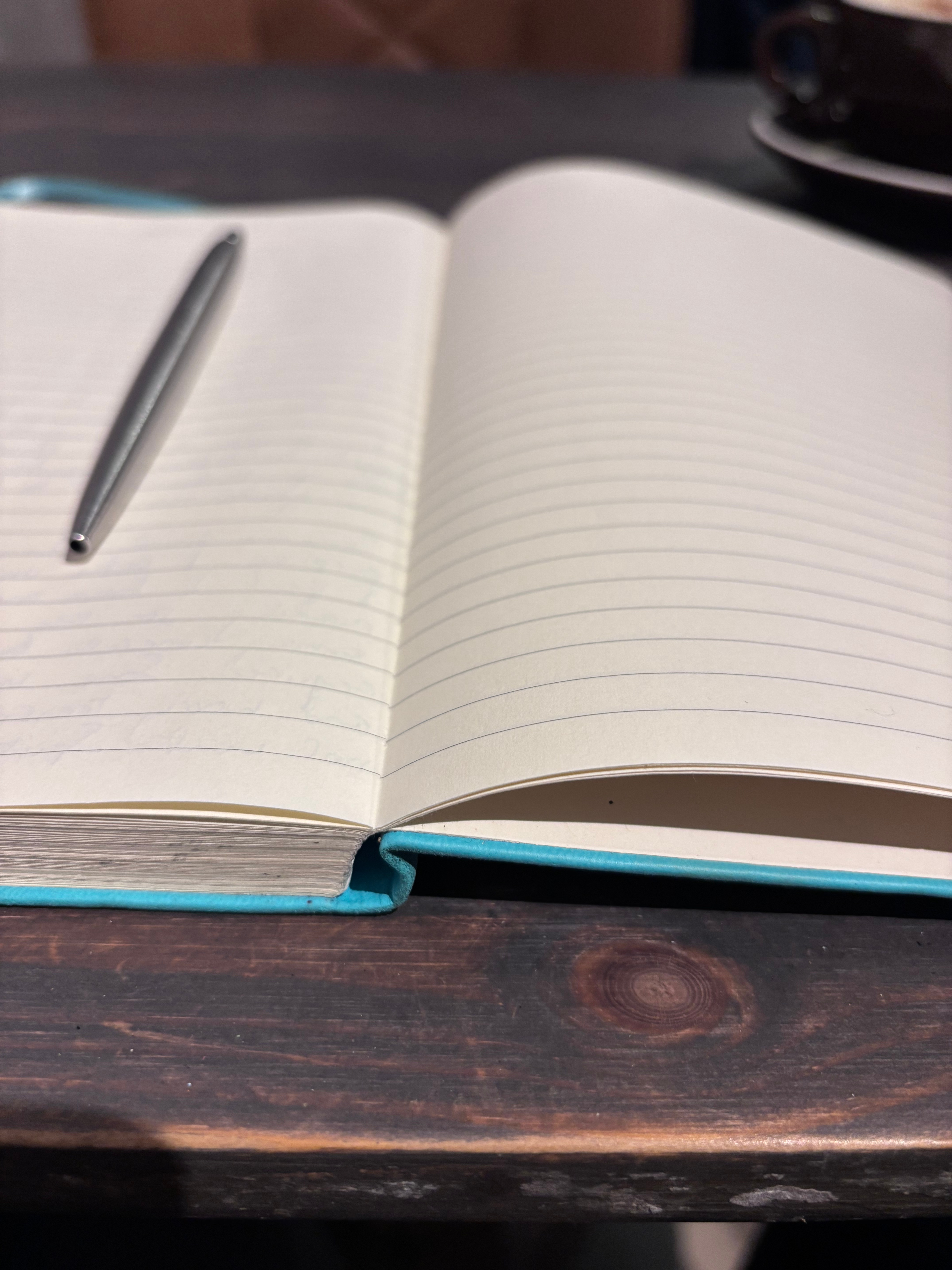A journal with a black page at the end of the book