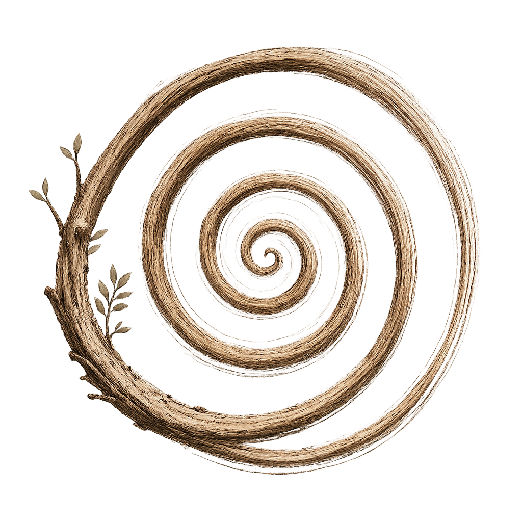 A continuous concentric circle that swirls from the center to creation at the edges